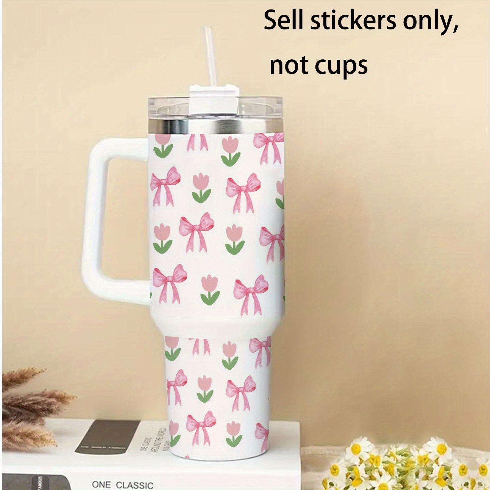 TEMU Diy Set Of 2 Bow Pattern Stickers To Enhance The Aesthetic Of Cups, Suitable For 40oz Glass Cups, Mugs, Bottles, Household Items, Etc., Art