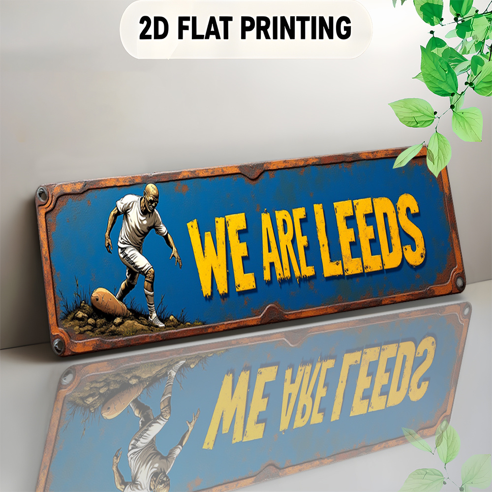 TEMU 2d Flat, 2d Flat - 1 Vintage Football Wooden Wall Art - Featuring The " Leeds" Logo Design, An Gift For Fans, Suitable For Home, Bar, Café, And