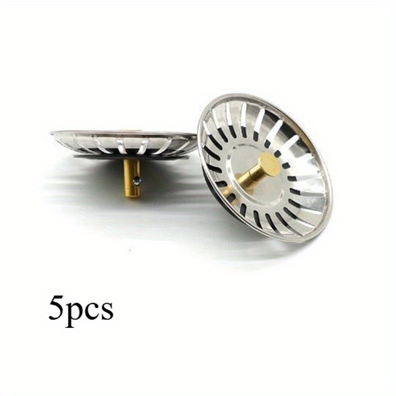 5/10pcs Stainless Steel Kitchen Sink Filters And Plugs - Polished Waste Stoppers With Hair Traps, For Bathroom And Kitchen Drain Protection