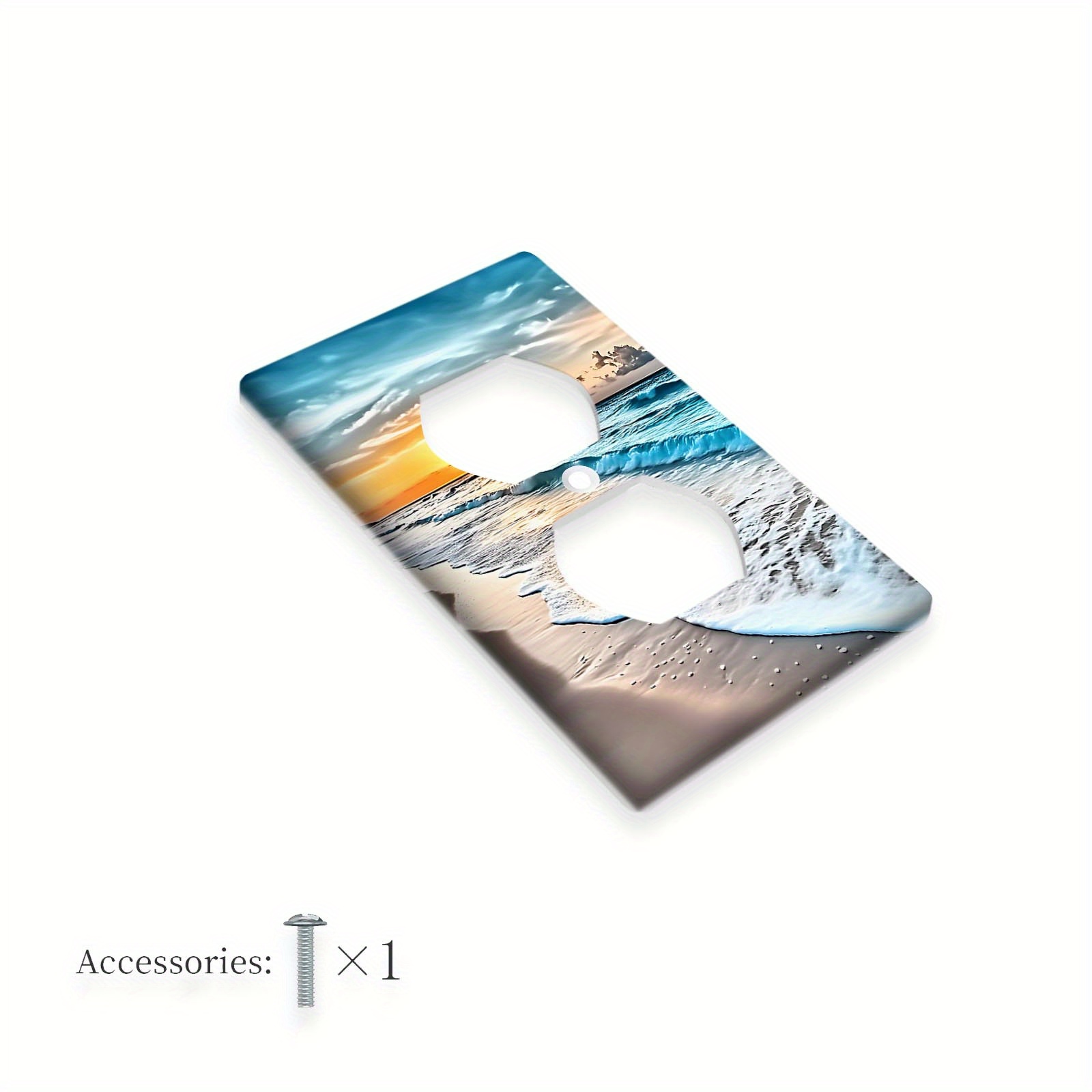 TEMU 1pc 1gang/2gang Beautiful Coastal Scene Light Switch Plate Cover Decorative Wall Plate For Country Bathroom And Bedroom Decoration
