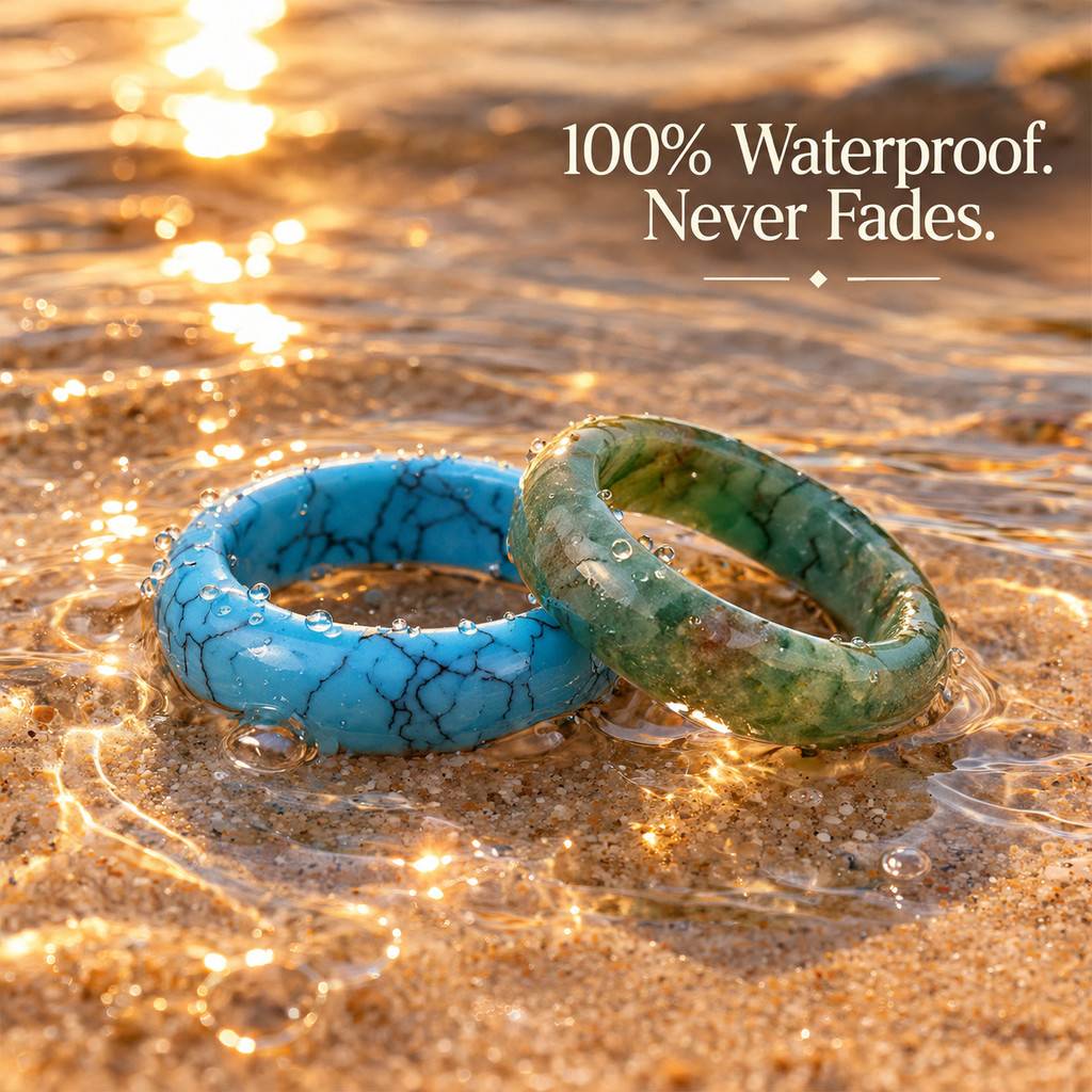 2pcs Bohemian Multi-Color Agate & Turquoise Ring Set