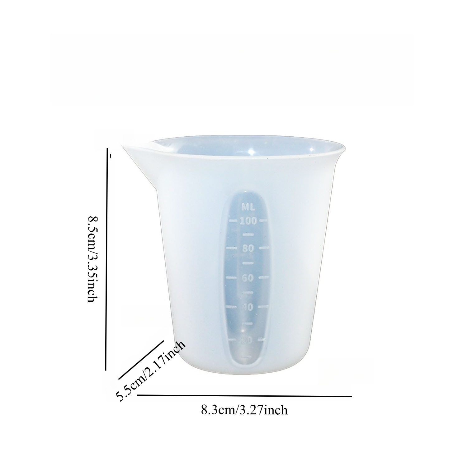 TEMU 2pcs Resin Silicone Mold, With Marked Silicone Measuring Cup 100ml Silicone Measuring Cup Mold, Diy Handmade Glue Plaster Container Mold