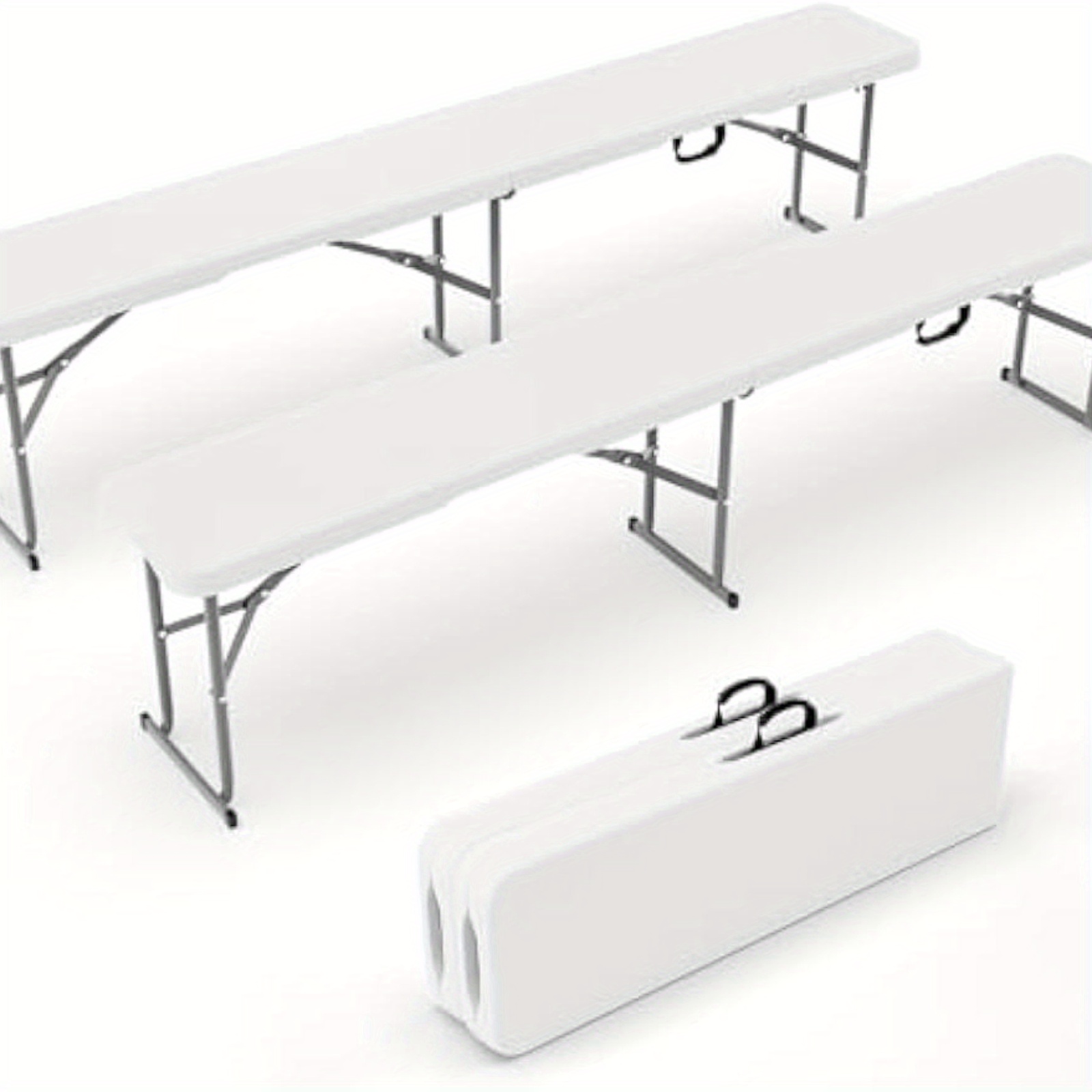 Image of Bonnlo Garden Bench, Set Of 2 Folding Benches 180 Cm, Outdoor Plastic Garden Bench, For Camping, Party, Picnic