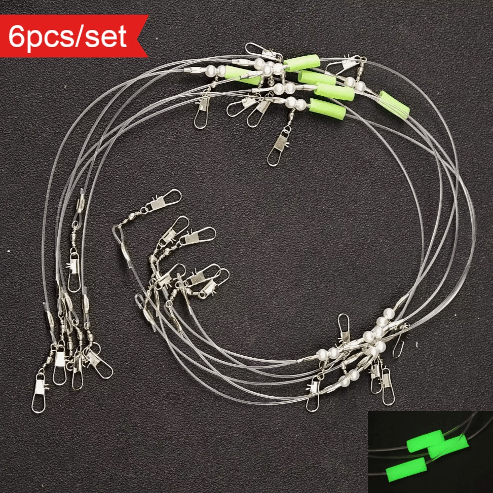 TEMU Set da 6 pezzi/lotto di montatura da da 50 cm con tubo verde , a e lenza multibranchio per attrezzatura da pesca a polpo e
