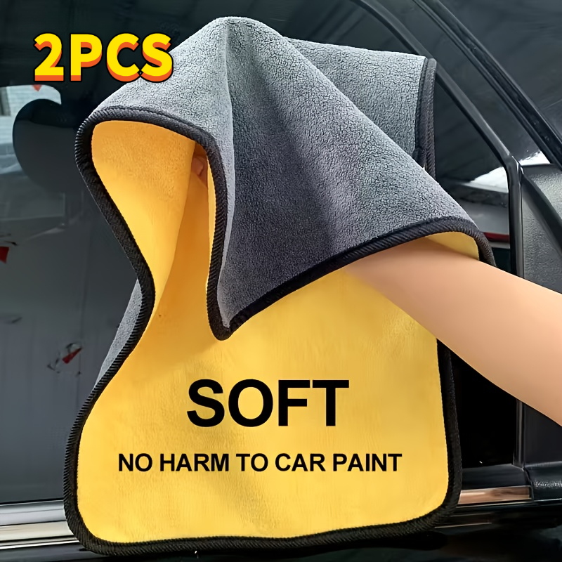 TEMU 2-delige set gele-grijze truck absorberende microvezel handdoeken, auto reiniging droogdoeken, sterke absorberende droogdoeken, auto verzorging