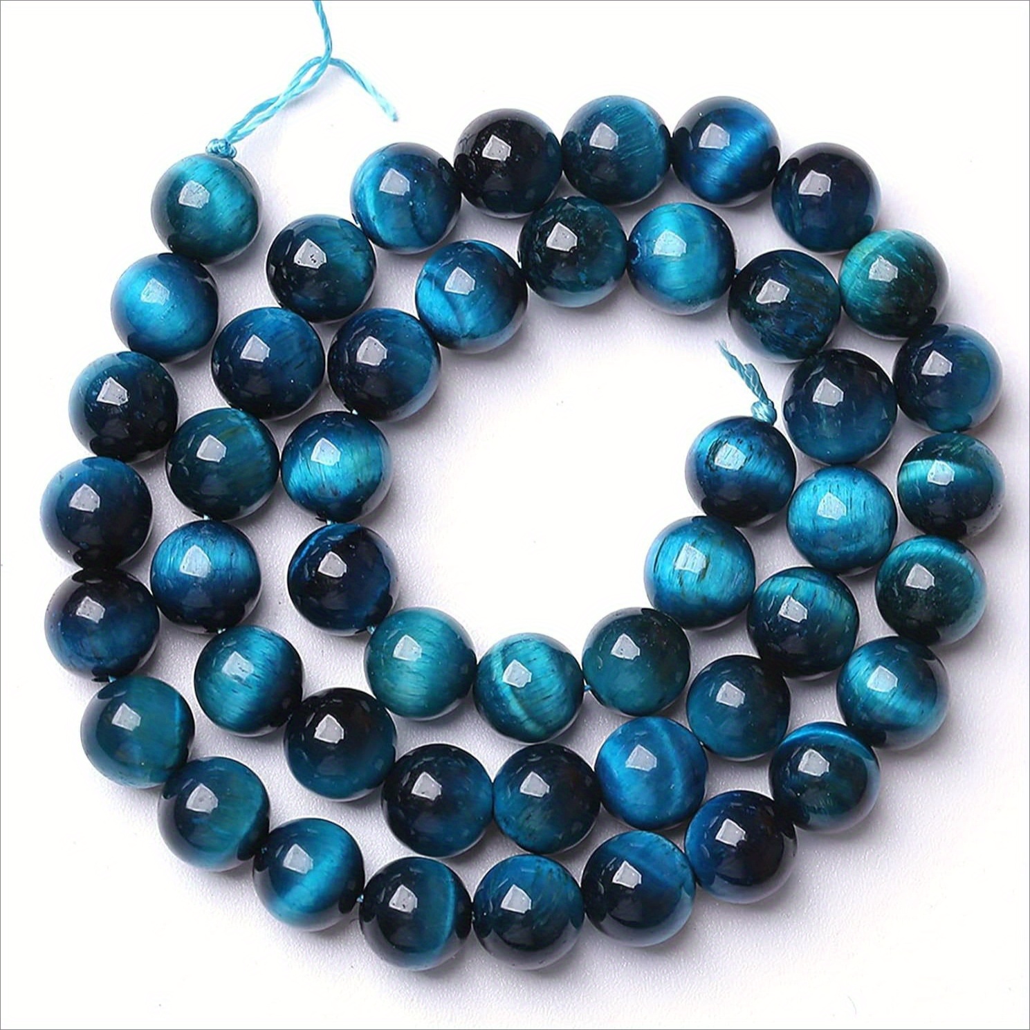 TEMU Kit fai da te con perline di occhio di tigre - Perline naturale blu nelle misure 6/8/10mm per creazione di gioielli e regali Valentino, lucide