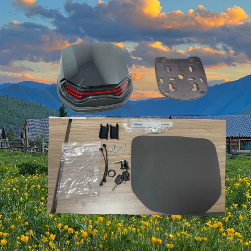 TEMU Motorcycle Top Box With Lockable Storage And Carrying Case | Durable Abs, Universal Helmet Mount, Compact And Stylish Design For Daily Commuting