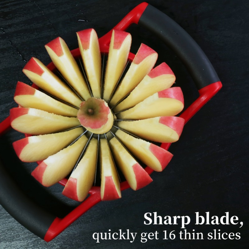 

And Corer, Upgraded Stainless Steel, Large Size With 16 Sharp Blades For Slicing , Featuring An Ergonomic Plastic Handle Non-slip And Easy To Grip, Rust-resistant Kitchen Fruit Divider Easy To Clean.