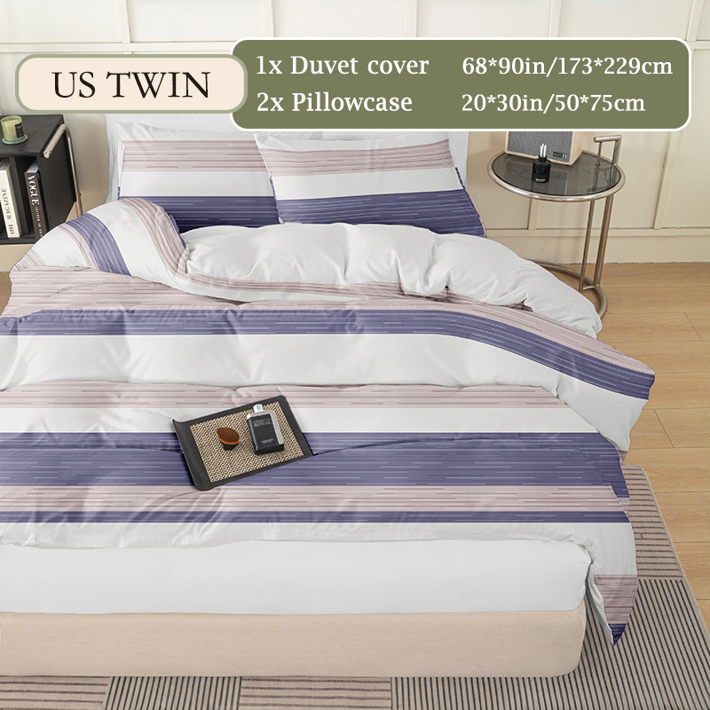 TEMU 3pcs Striped Duvet Cover Set: 1 Duvet Cover   2 Pillowcases, No Filling. Striped Print Features Skin-friendly, Comfortable, And Breathable