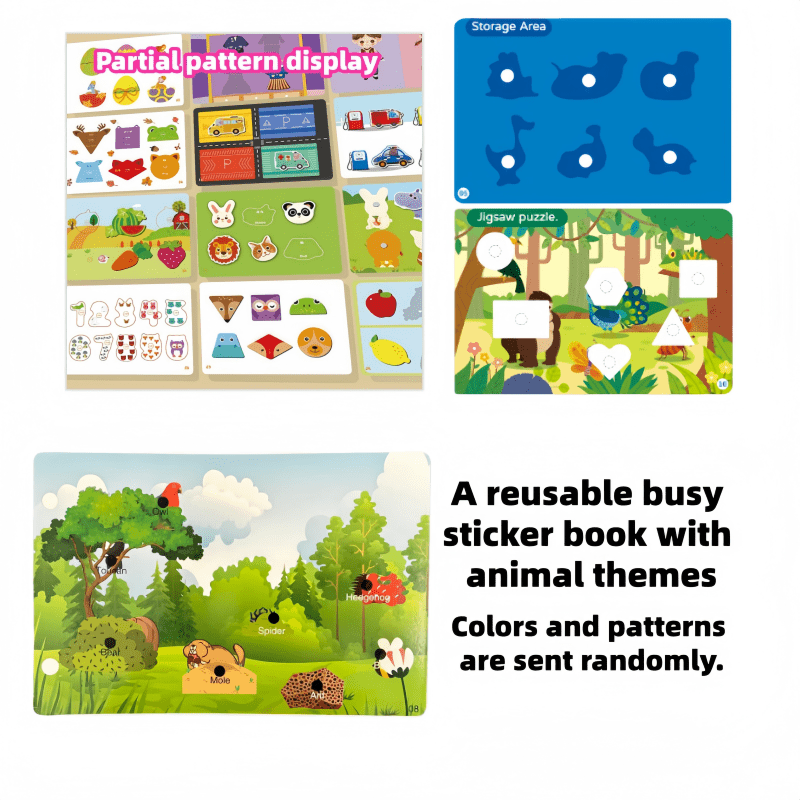 Image of Reusable Animal-themed Busy Sticker Book, Including Animal Stickers Patterns, Used For Pasting, Sticker Books, And Party Gifts (random Color Patterns )