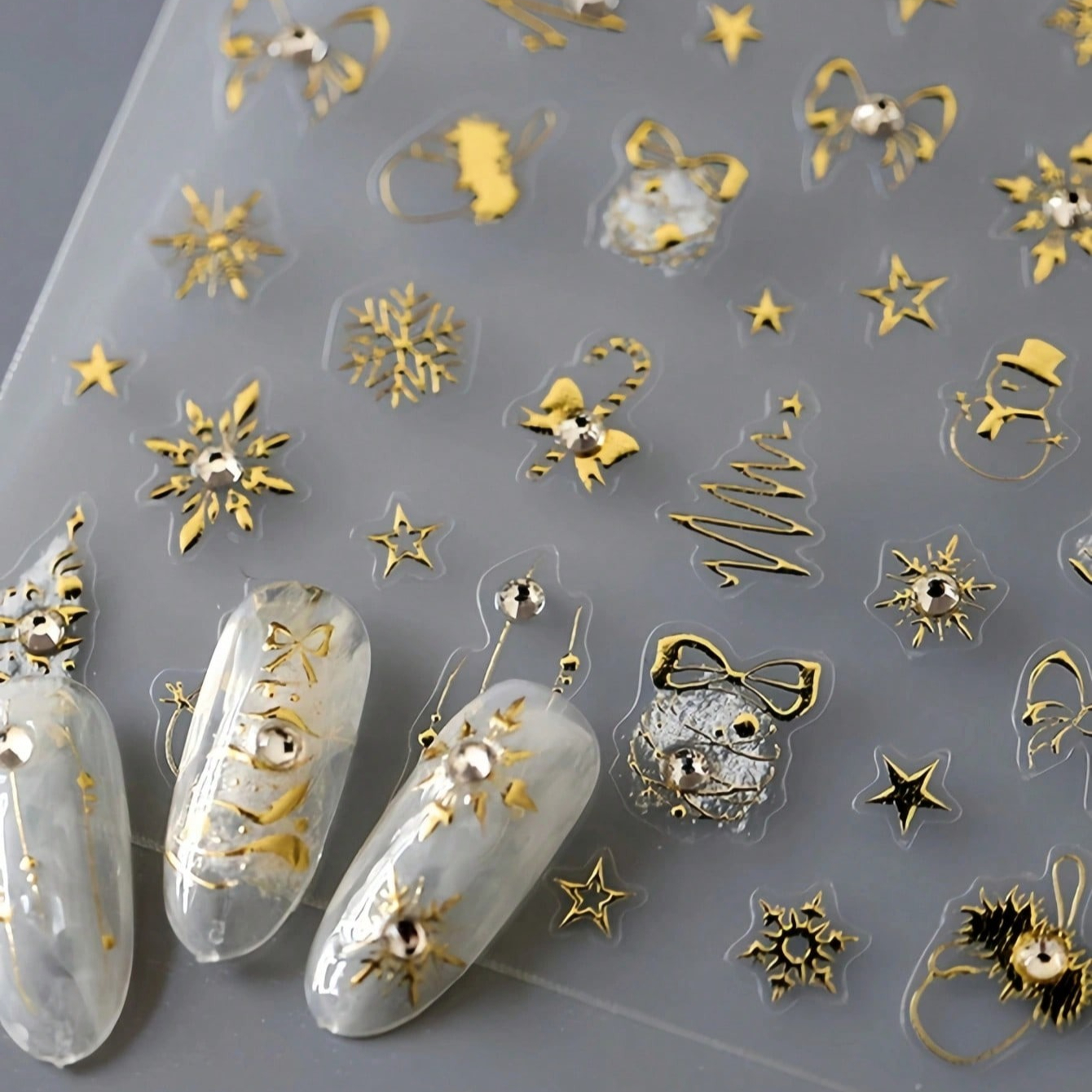 1pc Sparkling 3d Christmas Bow Nail Stickers Embossed Adhesive Nail Stickers Nail Decoration Sliders