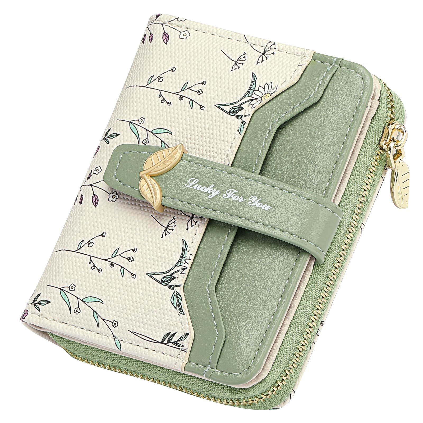 Image of Small Floral Purse For Women, Rfid Blocking Bifold Wallet With 7 Card Slots & Zipper Pocket, Vegan Card Holder, Id Window