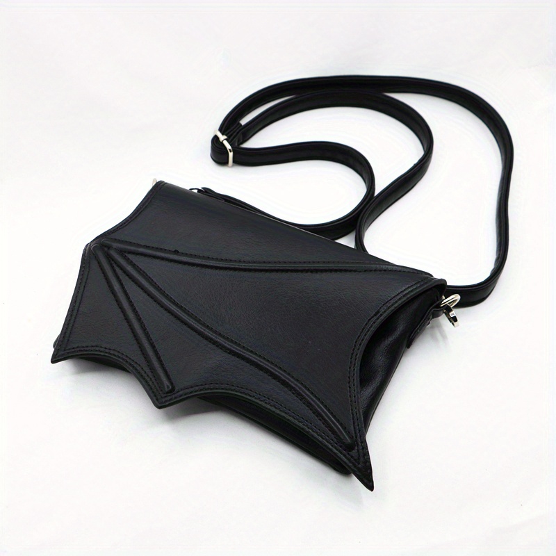 Image of Small Black Crossbody Bag Shaped Like A Bat Wing, Suitable For Everyday Use, Vegan-friendly, And Perfect For Goth Or Fantasy Styles