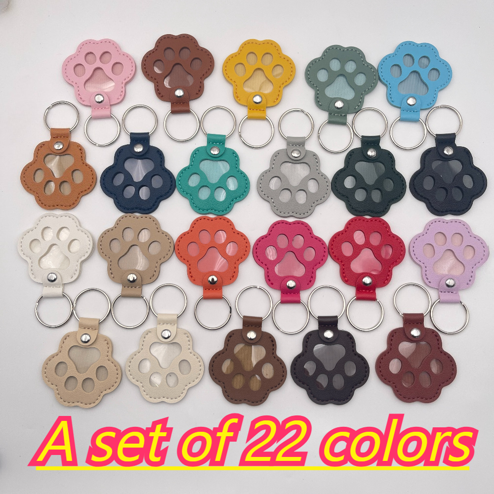TEMU 22pcs Cute Dog Hair Paw-shaped Pet Commemorative Keychain, Cat Hair Keychain, Pu Leather Pet Hair Collector, Pet Commemorative Gift, Emotional