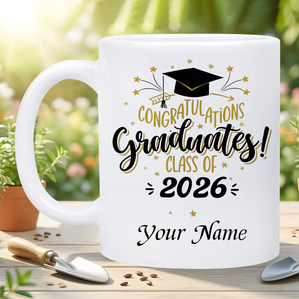 TEMU 1pc 'congratulations ! Class Of 2026 Personalized Name' 11oz Ceramic Mug | Insulated & Reusable Coffee Cup Featuring Grad & , Dishwasher Safe,