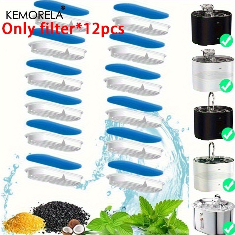Image of Kemorela (2026 Upgraded Water Filter) Pet Water Dispenser Filter Cat Feeder, Activated Carbon Filter Additions, Suitable For Ft006, Ft666, Ft888 Water Dispensers, Without Battery