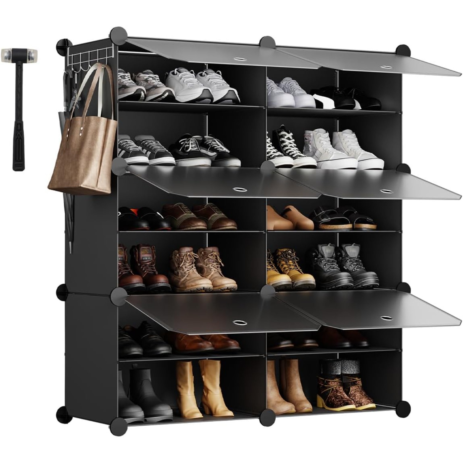 TEMU Étagère à chaussures avec 6/8/10 , meuble à chaussures en PP, meuble à chaussures avec portes pour de nombreuses chaussures, rangement à