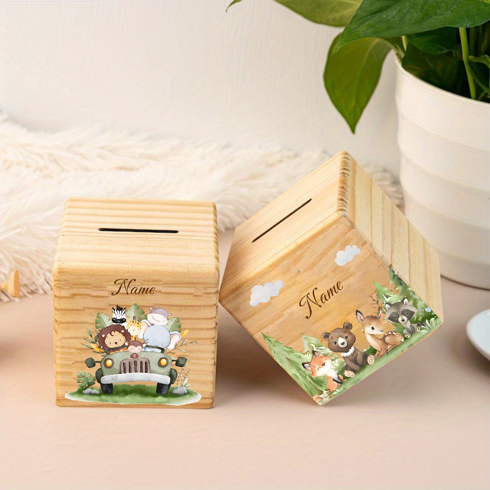 Personalisierte Sparschweine, Tier-Spardosen, Holzspardosen mit Namen, Geburtstagsgeschenke, dekorative Schachteln für Zuhause
