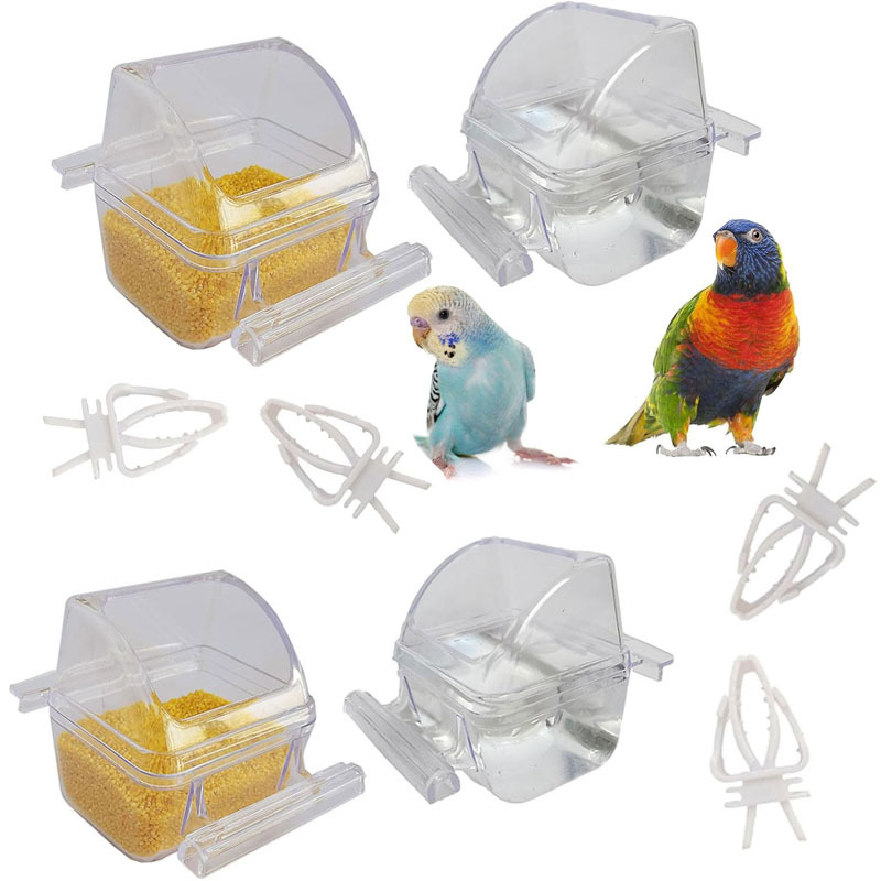 8pcs Parrot Bird Feeder And Waterer Hanging Cage Cups with Perch Fruit And Veggie Holder for Parrot Conure Food Water Dispenser, Without Battery - Image 6