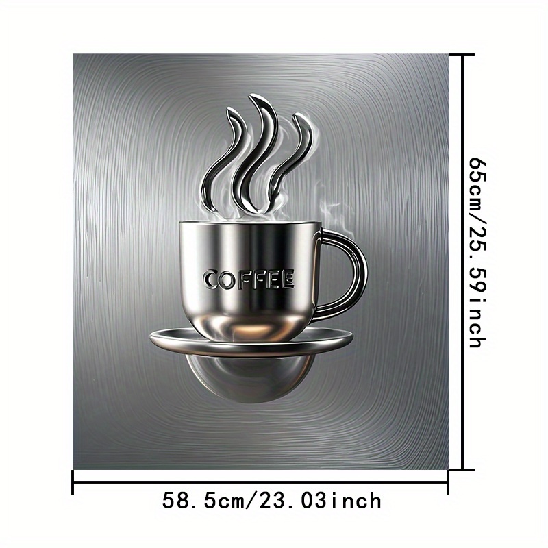 TEMU 1pc Autocollant Magnétique pour Appareil avec Motif de Tasse à Café Métallique - Pas de Colle , Facile à Nettoyer, Décor de Cuisine Vibrant