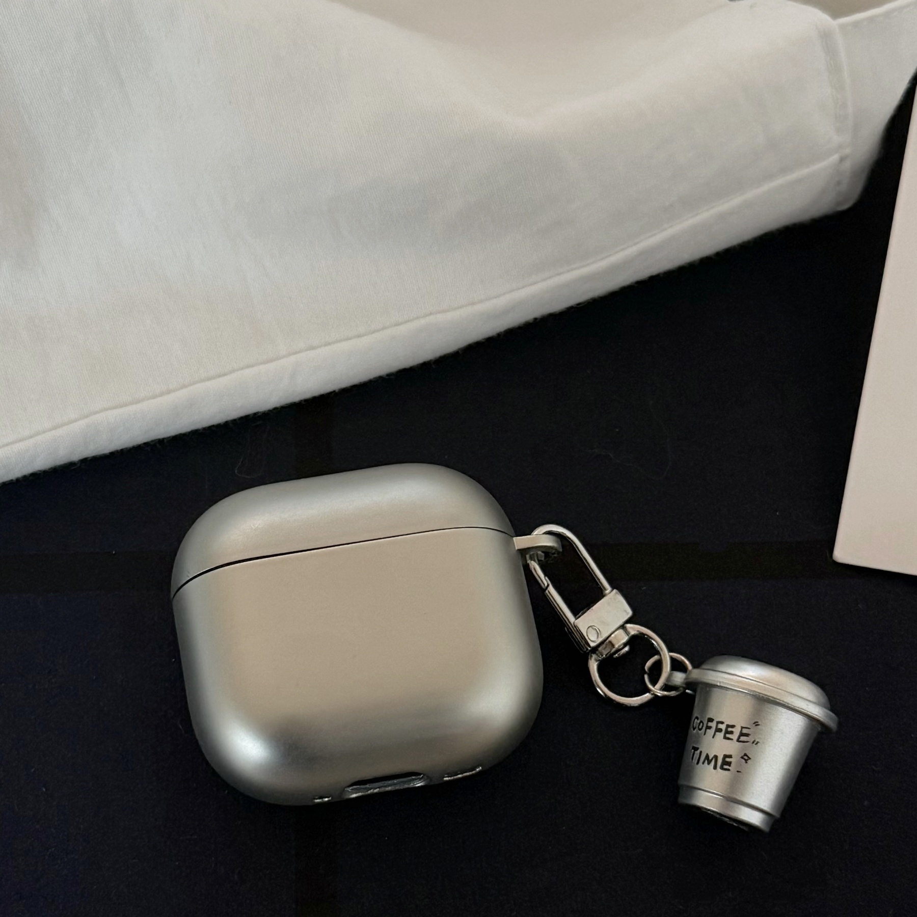 TEMU Fashionable And Creative Electroplated Silver + Silvery Coffee Cup , Compatible With Airpods 5th Generation, New Cute , Protective Case, Airpods