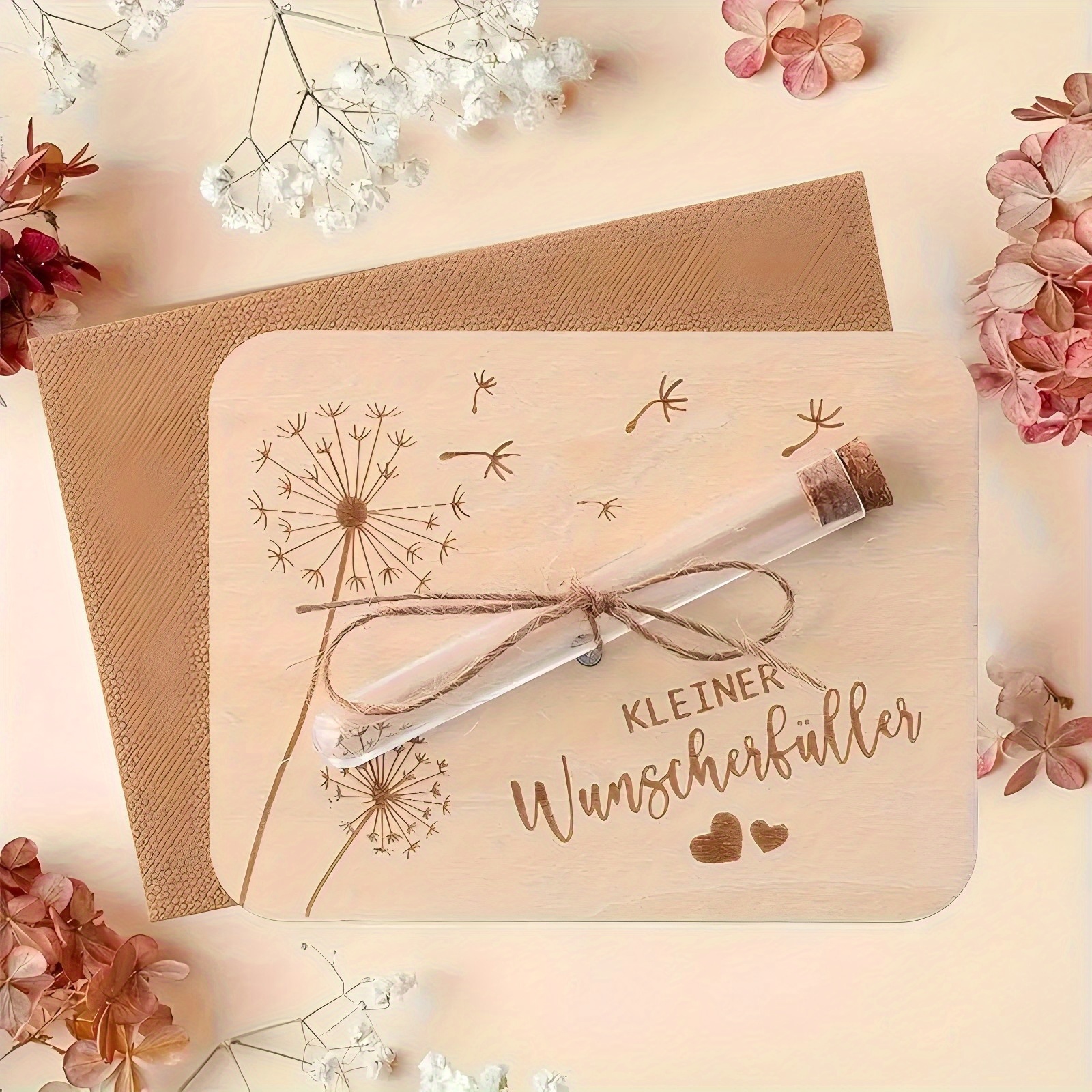 1/2pcs German Wish Filled Money Gift Wrap Wallet With Envelope, Fun Wooden Christmas Birthday Wedding Youth Travel Gift