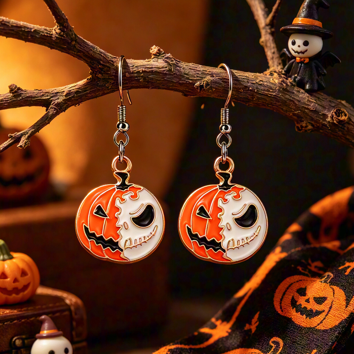 TEMU 1 Pair For Halloween Pumpkin Drop Earrings For Women, Cartoon Festival Women's Jewelry Daily, Suitable For Halloween Parties, Performances, And