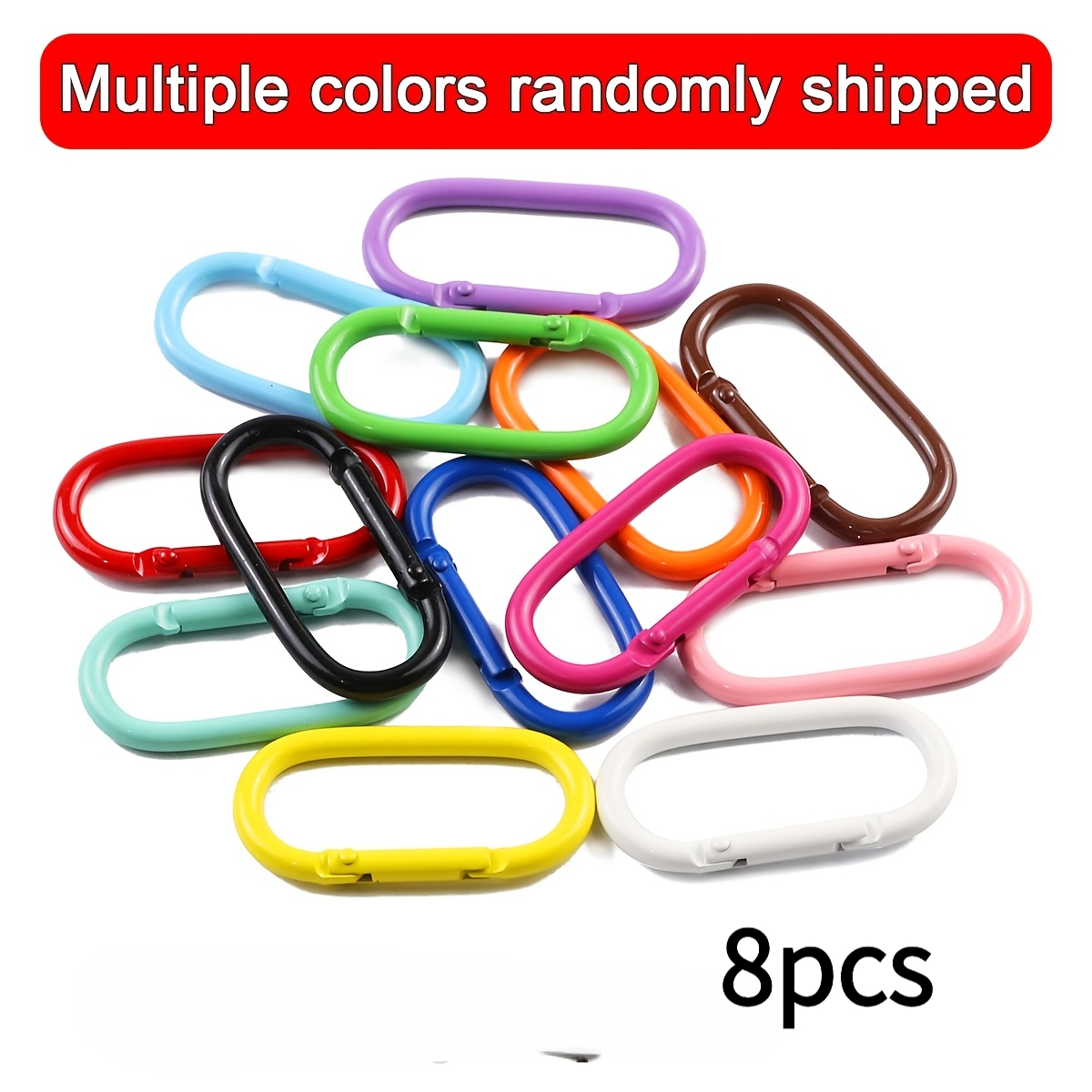 TEMU 8pcs Set, Oval Carabiner Spring Hook, Suitable For Keychains And Diy Crafts | Colors Random