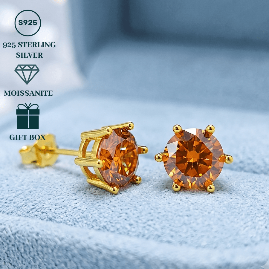 Men's & Women's 0.5/1/2/3 Carat Orange Moissanite Earrings