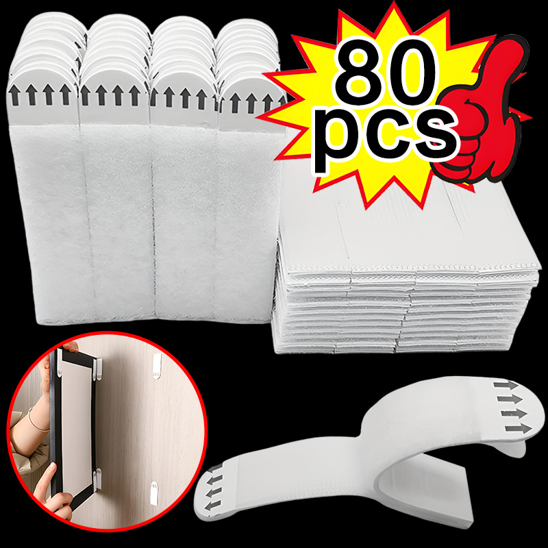 80pcs heavy duty   no drill   hanging double sided tape suitable for smooth   removable strong   ideal for photos christmas decorations and wall art wall   polyamide material