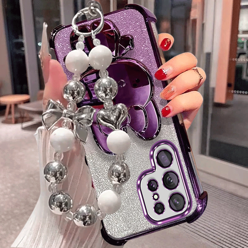 TEMU Phone Case: Phone Case Suitable For S26 Ultra S26 S26 Edge Cartoon Cute Stand, Makeup Mirror, Gradient Glitter Anti Drop Soft Shell, Back Cover,