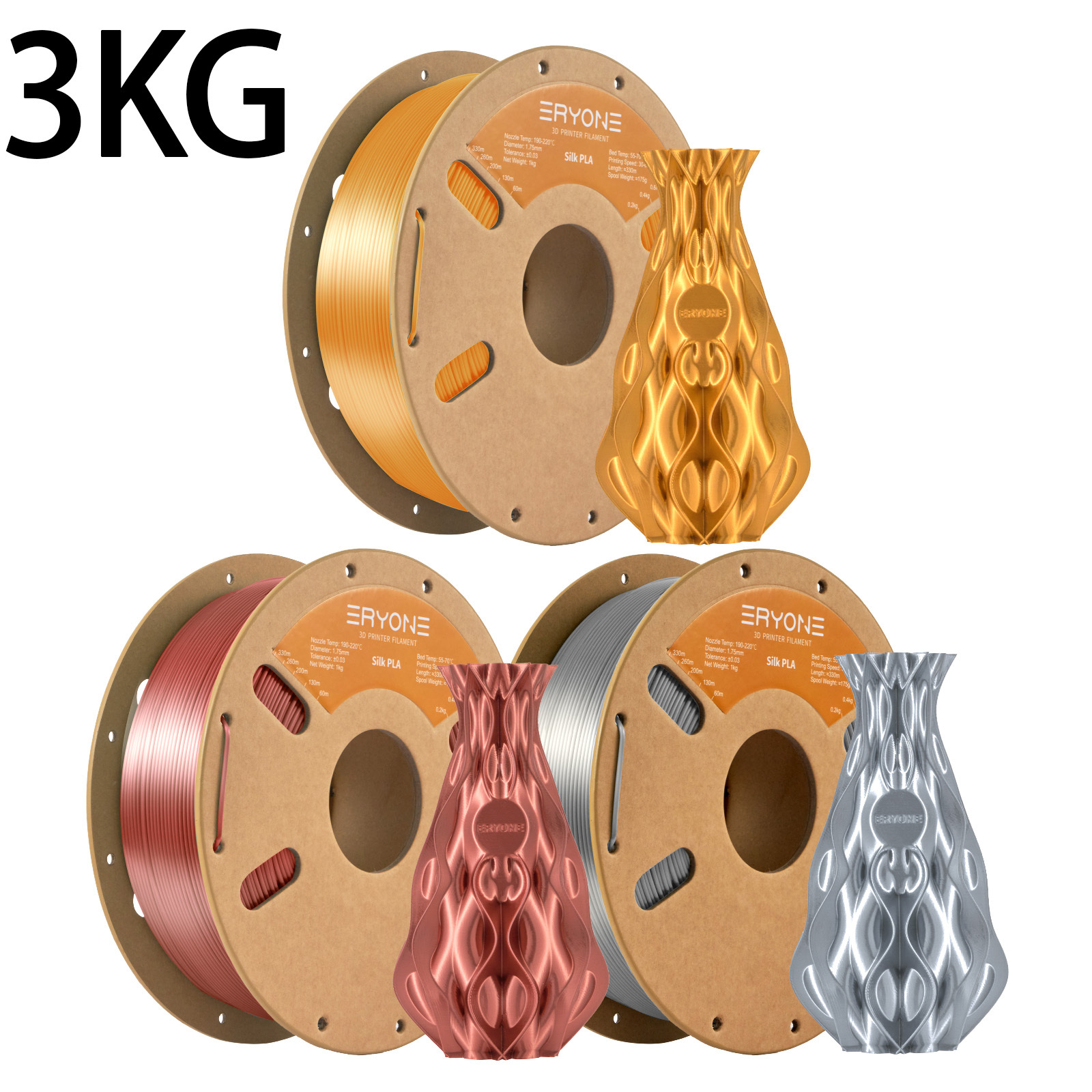 Eryone Pla- 1.75mm +/- 0.03mm, 3d Printing Filament, Multiple Color Combinations, Filament Fit Most Fdm Printer Easy & Transition