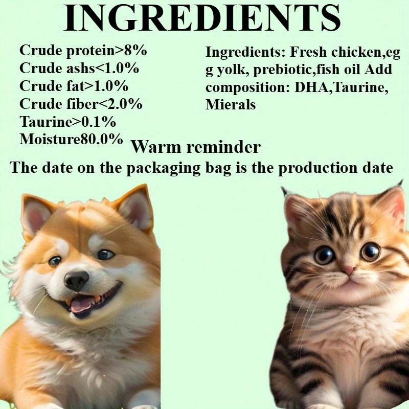 100pcs cat snacks one weighing 0 56oz 16g cat fattening nutrition strip 20 mixed cat strips in each of five flavors chicken egg yolk salmon fish roe cod fish roe abalone beef   roe Product details 13