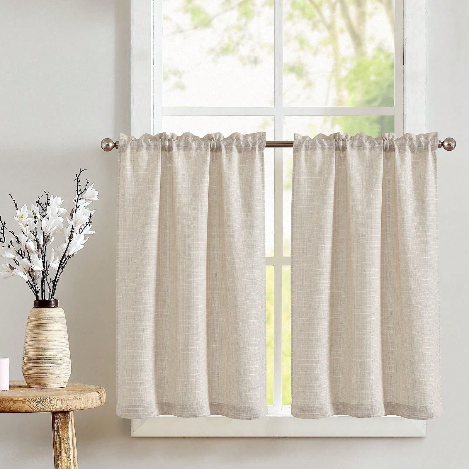 TEMU 1pc Bohemian Japanese Vintage Curtain Panel - Semi- Filtering Privacy Window Suitable For Kitchen, Bedroom, Living Room, , Machine Washable