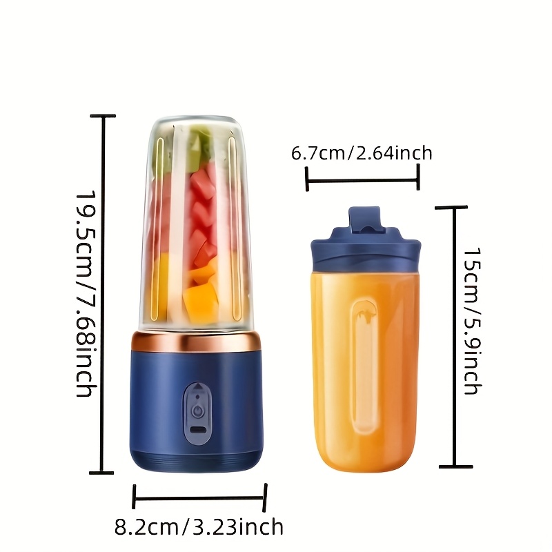 Licuadora y exprimidor portátil 2 en 1 con 6 cuchillas, carga USB y diseño de doble vaso - Perfecto para hacer batidos, milkshakes y bebidas frías, lo que lo convierte en un regalo ideal para el Día de San Valentín, Acción de Gracias, Halloween, Navidad y el Día de los Padres. - Imagen 4