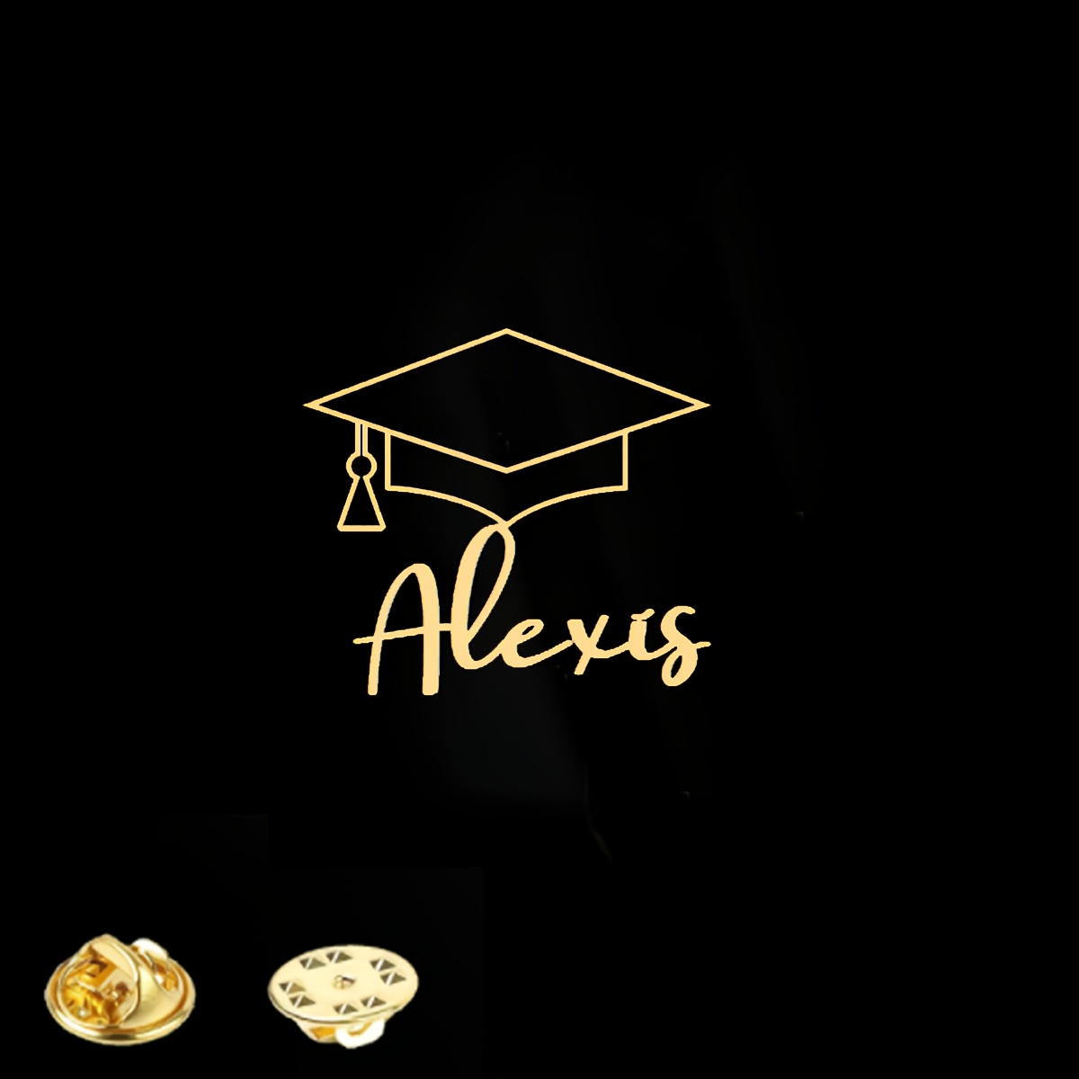TEMU 1 Custom Graduation Name Brooch, Personalized Hollow-out Graduation Name Brooch, Stainless Steel Jewelry, Party Clothing Accessory, Graduation