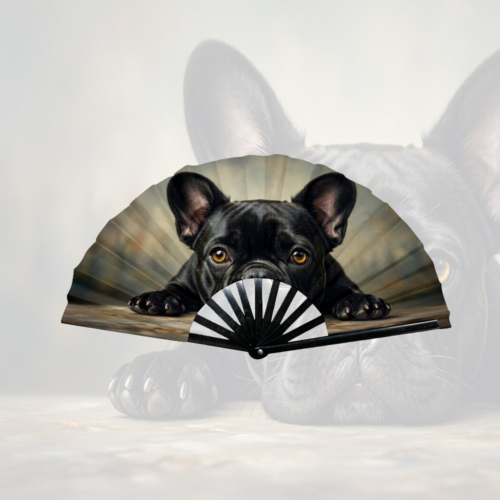 TEMU Ventilateur de poche 1 pièce avec français qui jette un coup d'œil - Style rétro pour hommes et femmes, souffleur de refroidissement pliable et