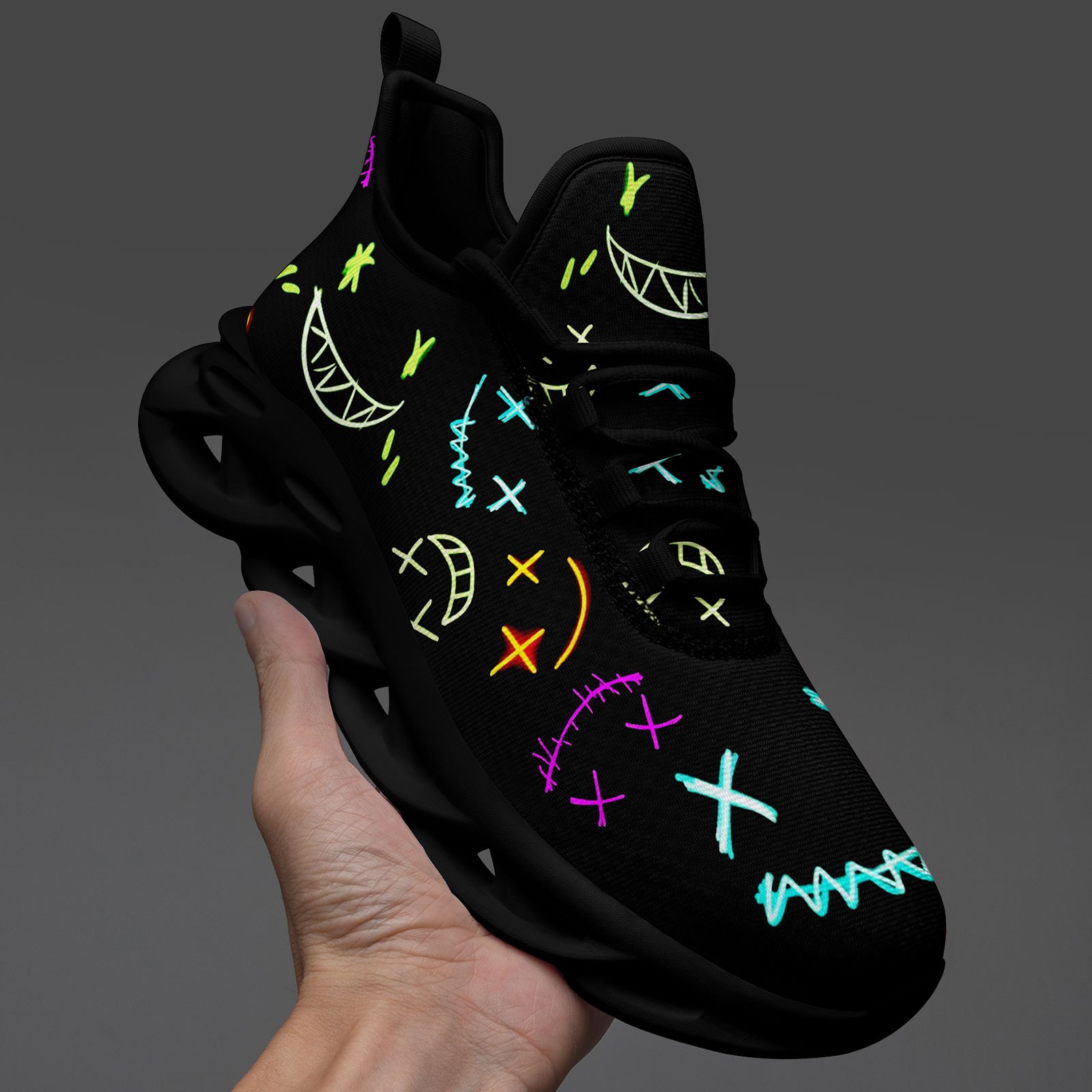 Leichte Herren Freizeitschuhe im Halloween-Design mit lustigen Graffiti, bequem und atmungsaktiv für den täglichen Gebrauch, Outdoor-Aktivitäten, lässige Paar-Schuhe zum Spazierengehen