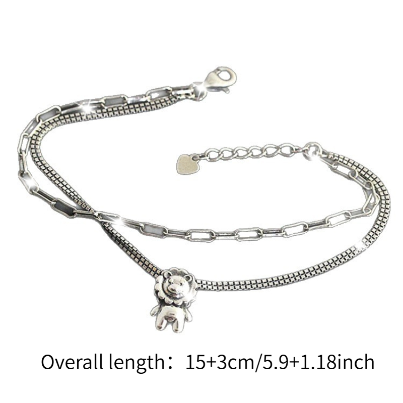 Women's Retro Individual Little Lion Design Double Layer Bracelet
