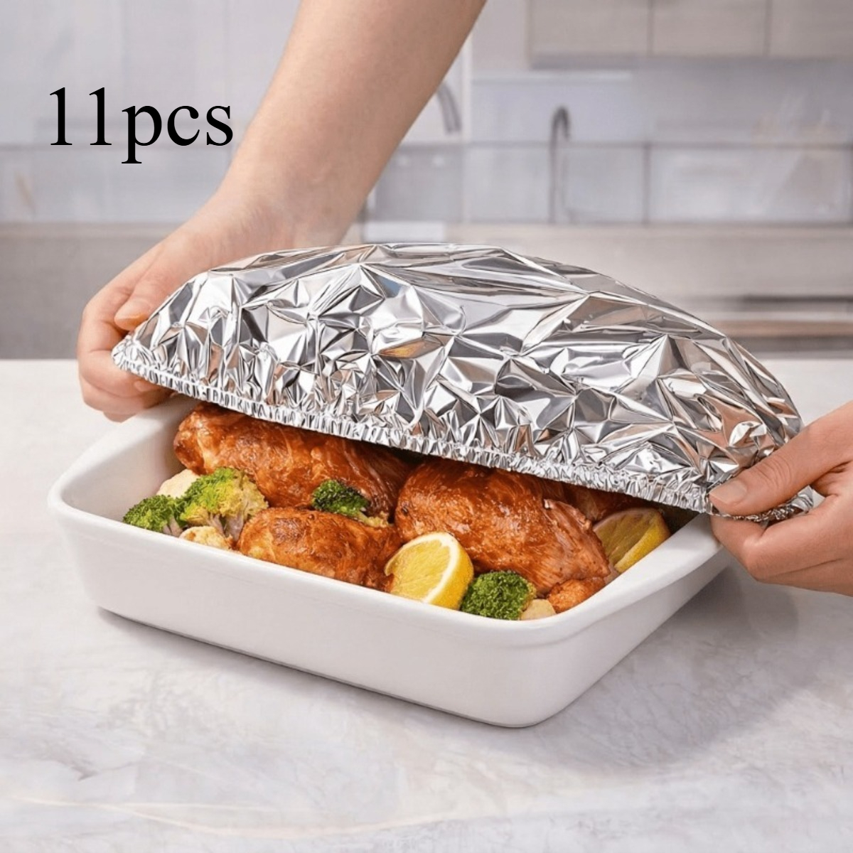 TEMU Lot de 11 couvercles d'assiette alimentaires réutilisables extra-larges en feuille d'aluminium, matériau de qualité alimentaire, résistants à la