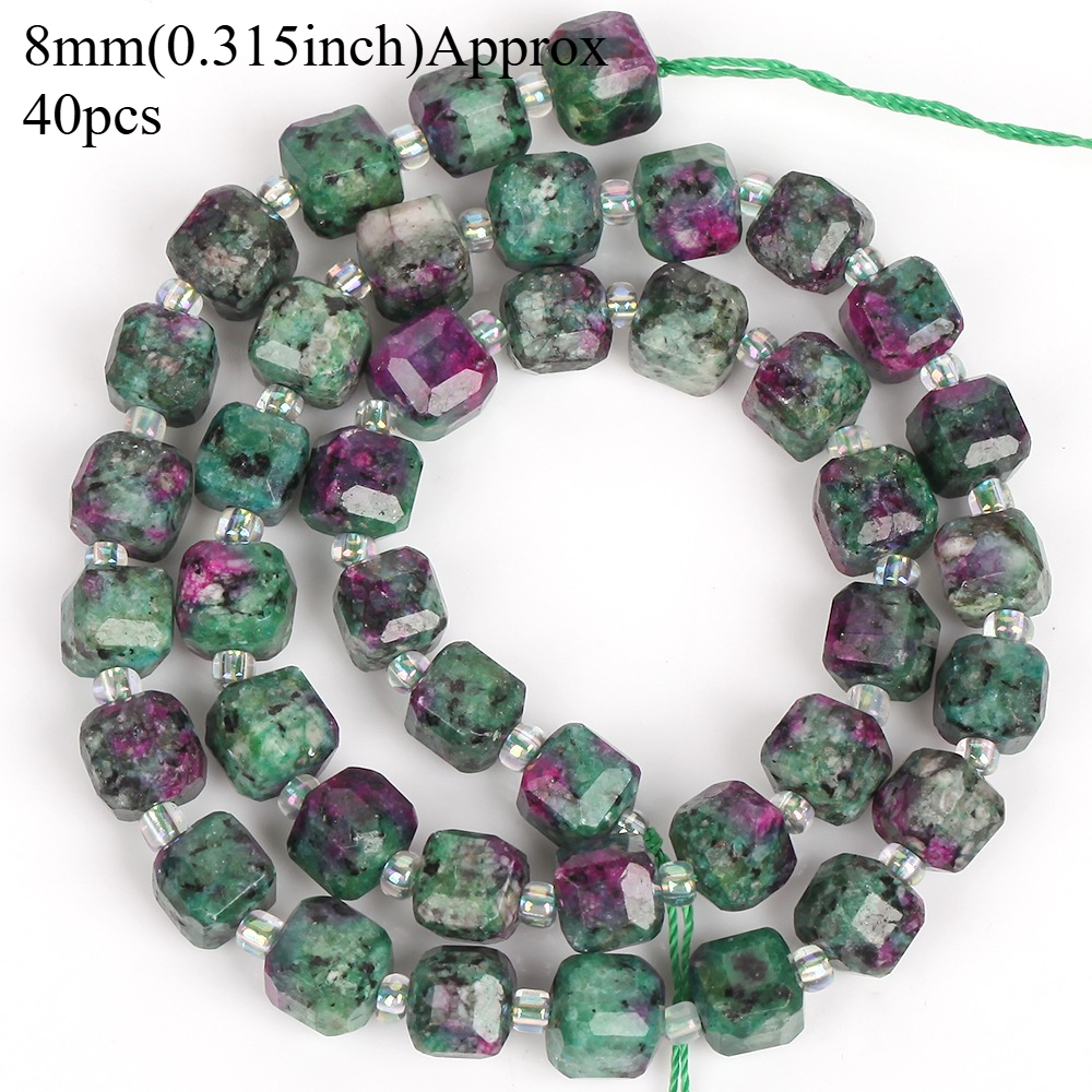 E-shop 40/48 Stück Natürliche Facettierte Fassform Epidot Steinperlen für Schmuckherstellung Armbänder Halsketten Zubehör