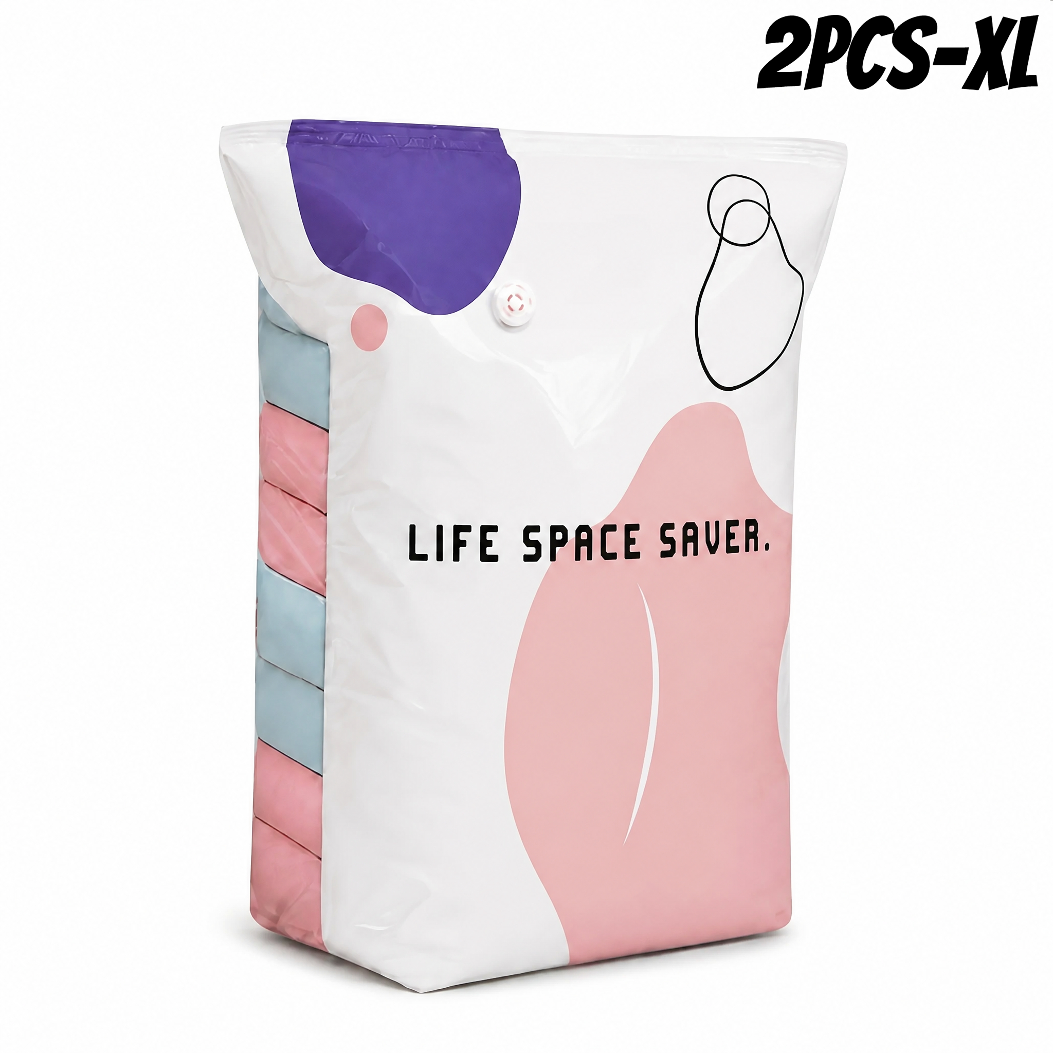 TEMU 2pcs Heavy-duty Vacuum Storage Bag, No Pump Required, Space, With Press Seal, Suitable For Clothing, Blankets, Travel, Moving And Storage.