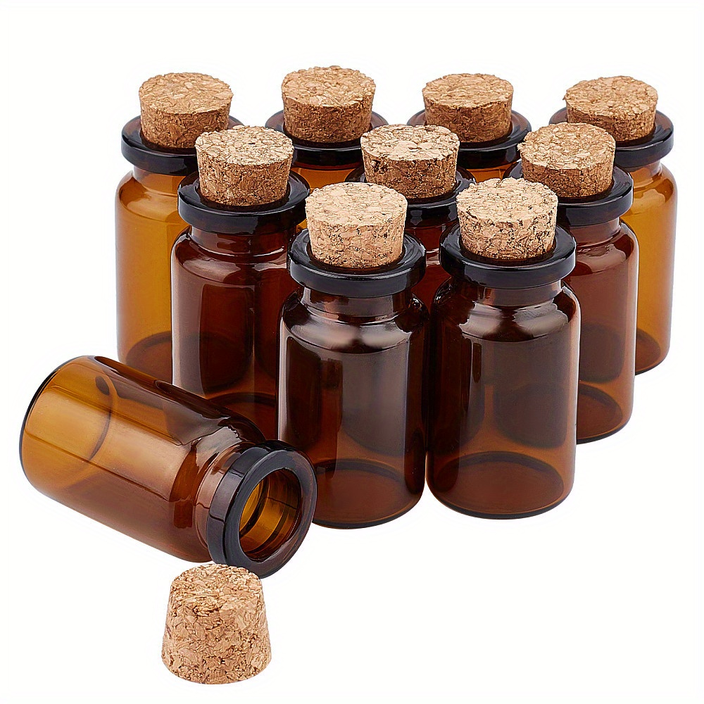 Image of 10sets Glass Bottles Beads Containers With Cork Stopper And Paper Tag Wishing Bottle Column 2.2x4.45cm Hole: 12.5mm Jewelry Making Display And Packaging Supplies