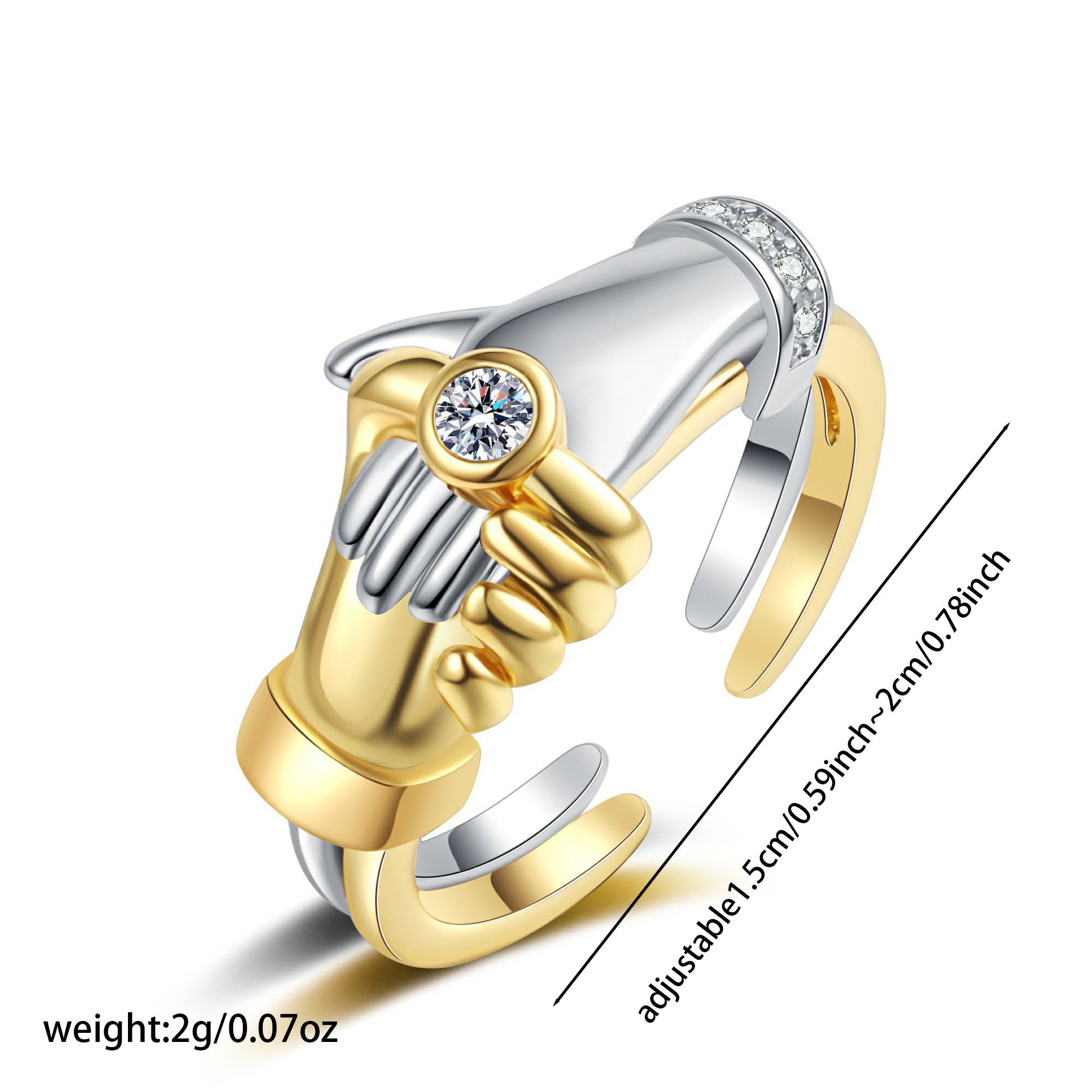 S925 Hand in Hand Couple Adjustable Ring, Love Symbol