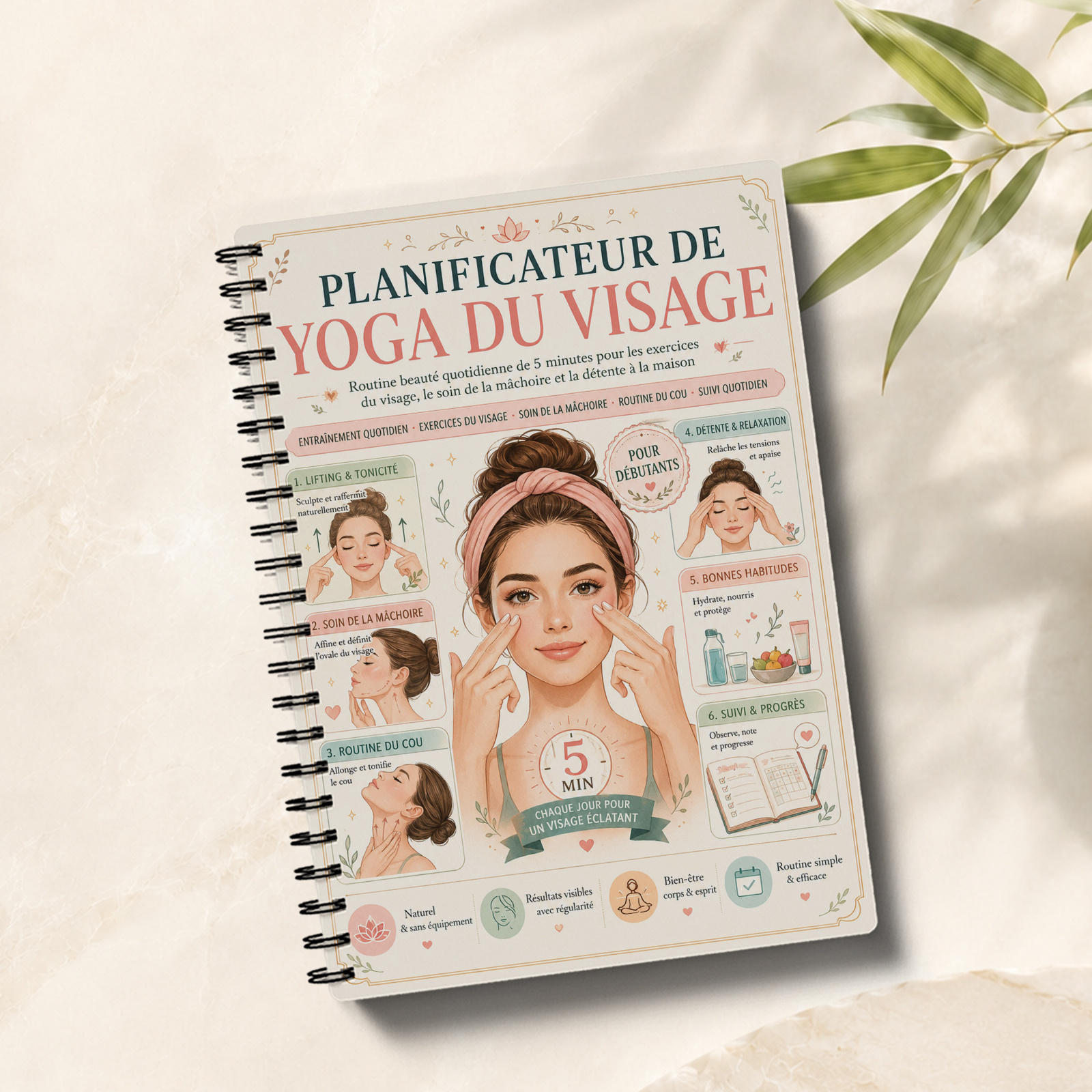 TEMU Carnet de pour Femmes et Adultes - Journal d'Exercices Faciaux de 30 Jours avec des Soins de , Journal d'Éclat Adapté à de Soins, Journal