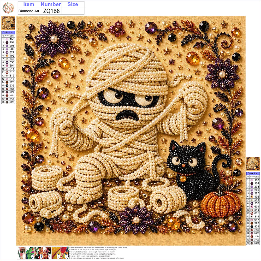 TEMU Pearl Art Painting Kit 11.8 X 11.8 Inches - Wrapped In Toilet Paper With Black Cat Design, Includes Round Pearls, , Clear Symbols, Complete Tool