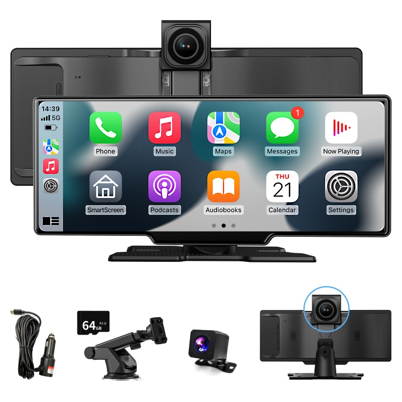 10 26 inch carplay   auto universal in car multimedia player with reverse camera usb aux tf support