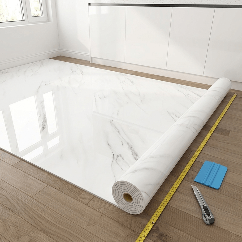 TEMU Marmor Tapete zum Aufkleben, 1 Rolle Extra Groß 120Cm X 300Cm, Selbstklebende Glänzende Vinylfolie, Abnehmbares Kontaktpapier für Arbeitsplatten