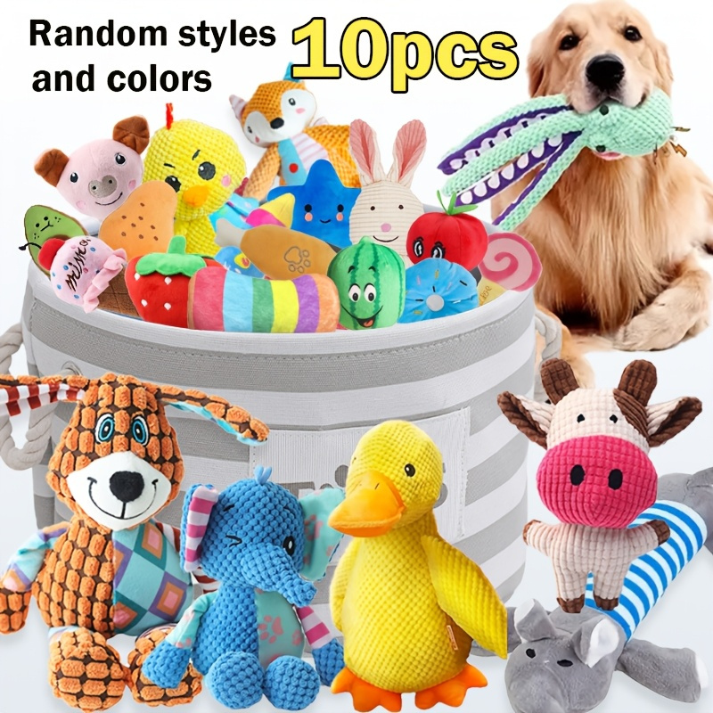 5/10 Random Style Dog Squeak Toy Set - Interactive Plush Chew Toys, Battery Free, a Variety of Cute Patterns, Suitable for Grinding Teeth And Relieving Boredom, Suitable for All Breed Size