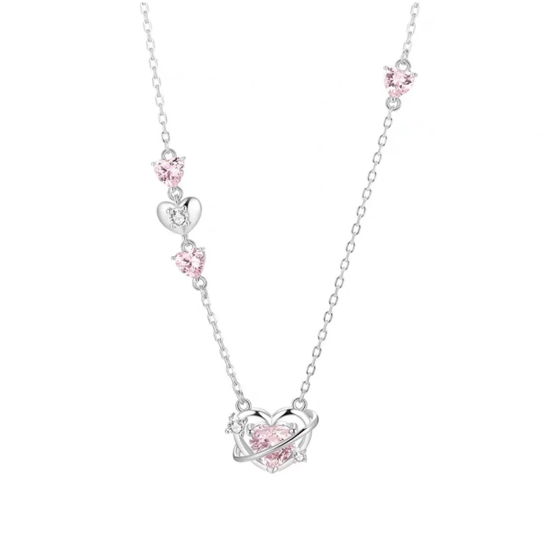 E-shop Liebes-Herzschlag-Halskette Damen Liebesanhänger Licht Luxus Mode Vielseitig Exquisit High-End Schlüsselbeinkette Ist Sehr Geeignet für Festival